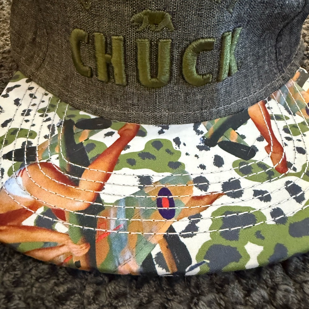 Original Chuck Denim Hat Camo Pin-Up Girl Strapback Cap Streetwear Rare